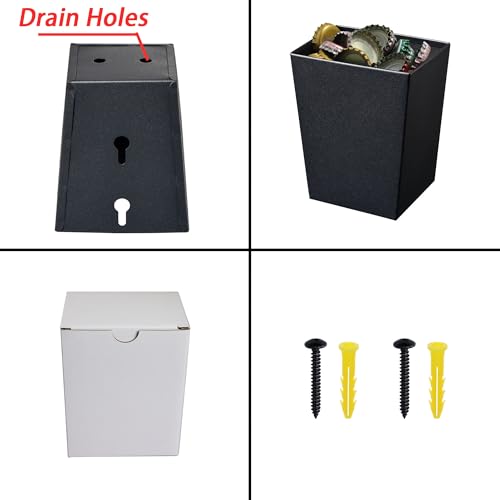 Black Bottle Cap Catcher Wall Mounted 4" Stainless Steel Beer Cap Bucket with Drain Holes Screw in Post Table Cooler for Outdoor Use - color: Black
