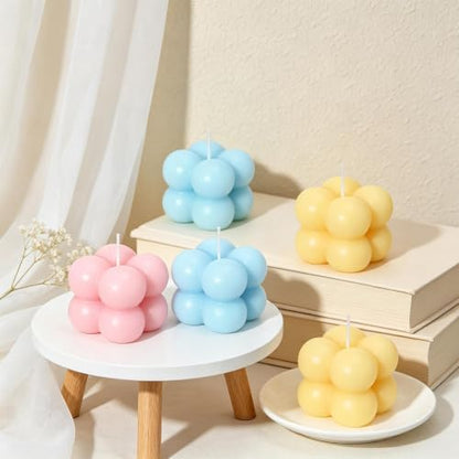 3D Mini Bubble Candle Molds, 15-Cavity Silicone Bubble Cube Molds for Candle, Wax, Resin, Cube Molds for Mousse, Cake, Chocolate, Candy - color: White-R0143 (Small Bubble)