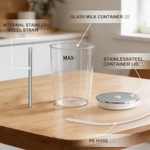 Glass Milk Container Compatible with Jura E8, S8, Z8, Z6, J6, 16.9oz | Replaceable for 72570 Milk Container ,This glass milk container is refrigerator-safe and dishwasher-safe