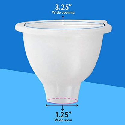 Impresa Silicone Wide Mouth Funnel - Squeeze Bottle Funnel for Thick Liquids - Flexible BPA-Free Silicone Design - Dishwasher Safe Multipurpose Tool - Clear White, 3.25" Opening, 1.25" Stem
