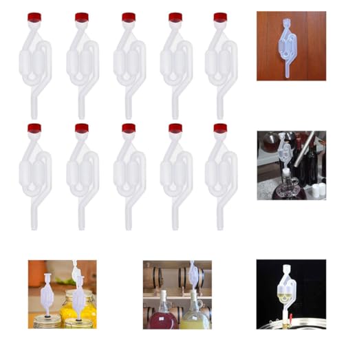 Gcroet Wine Fermentation Airlock Kit Stopper Exhaust Valve High Transparent S Shape for Brew Beer Wine Making 10PCS Red...