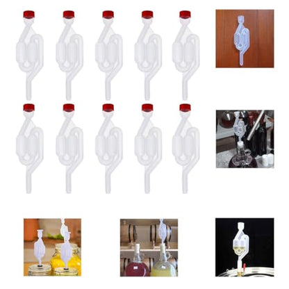 Gcroet Wine Fermentation Airlock Kit Stopper Exhaust Valve High Transparent S Shape for Brew Beer Wine Making 10PCS Red...