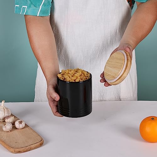LEETOYI Ceramic Food Storage Jar with Seal Lid, Serving for Ground Coffee, Tea, Sugar, Salt and More - 31 Oz (Black) - color: Black