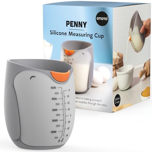 OTOTO Penny Penguin Silicone Measuring Cups for Cooking - 500ml Cute Measuring Cups for Baking, BPA-Free, Microwave Safe, Penguin Gifts, Cute Kitchen Accessories, Funny White Elephant Gifts - style: Penny