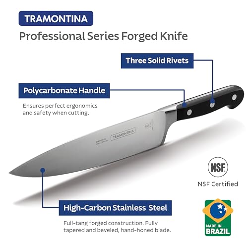 Tramontina Pro Series Forged 8-Inch Serrated Bread Knife, Stain-free High-Carbon Steel Kitchen Knives for Cooking - style: 8-Inch Bread Knife