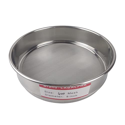 LABALPHA 400 Mesh Lab Sieves, Test Sieve, 8'' Diameter, 304 Stainless Steel Wire Cloth (0.0385mm) - size: 400 mesh (0.0385mm)