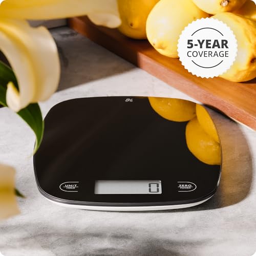Greater Goods Food Scale – Digital Kitchen Scale, 1g Precision, Easy-Tare & Quick Conversion, Slim Compact Design, Durable & Portable | Ideal for Cooking, Baking & Meal Prep (Glass, Black) - color: Black Glass