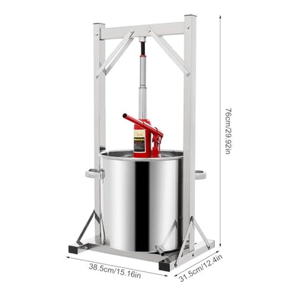 22L Fruit Wine Press, Manual Stainless Steel Cider Press with Hydraulic, Wine, Grape, Apple Press for Wine and Juice Making Supplies (22L) - style: 22L