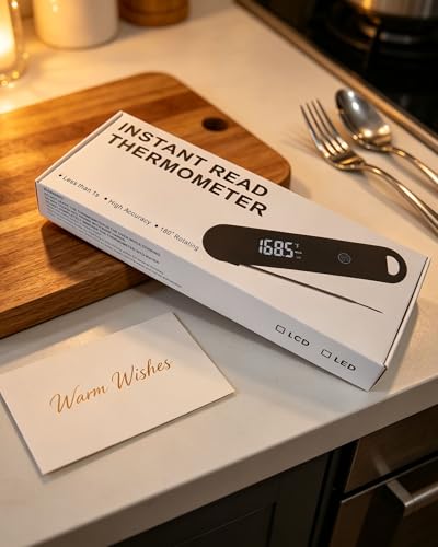 Charmline 0.5 Sec Instant Read Meat Thermometer Digital, 180° Auto-Rotating Display LED, Food Thermometer for Cooking, Baking and Grilling, Dual Battery Design for Longer-Lasting Performance