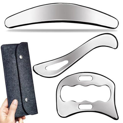 Muscle Scraper Stainless Steel IASTM Massage Tools Set,Gua Sha Scraping Tools for Physical Therapy(3pcs) - style: GYX COELE-02