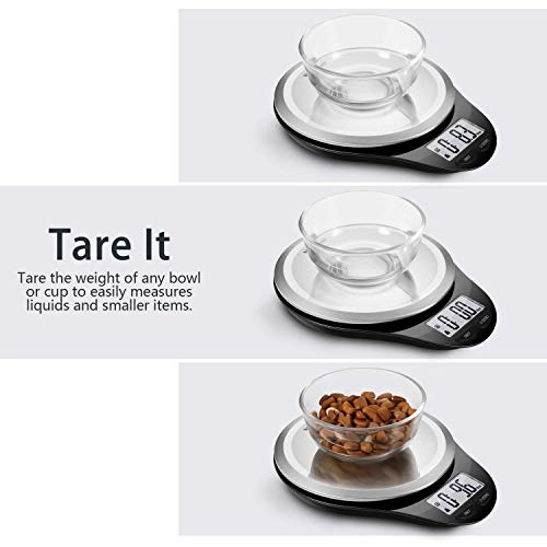 Food Scale, NUTRI FIT Digital Kitchen Scale Weight Grams and Ounces for Weight Loss, Accurate Cooking Baking Scale LCD Display Max 11lb 1g Increment with Wide Stainless Steel Platfrom, Black - color: State Black