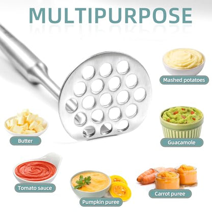 Small Potato Masher - Stainless Steel Mini Avocado Masher for Avocado, Potatoes, Beans, Meat, Vegetables, Dishwasher Safe