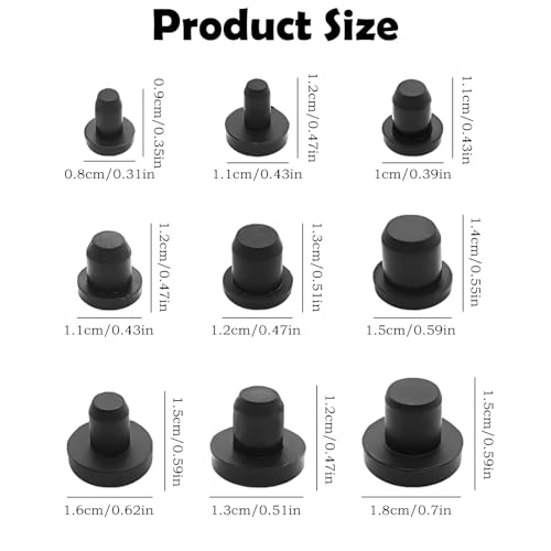 90Pcs Silicone Rubber Hole Plugs Set, Vacuum Caps Kit in 9 Sizes, Flexible Sealing Stoppers for Powder Coating, Bottles, Bathtub, Pipe & DIY Projects Multi-Purpose (Black) - color: 90pcs