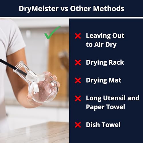 Bottle Drying Wand for Water Bottles & Narrow Openings (>1.25"), Removes Residual Drops - size: Starter Kit