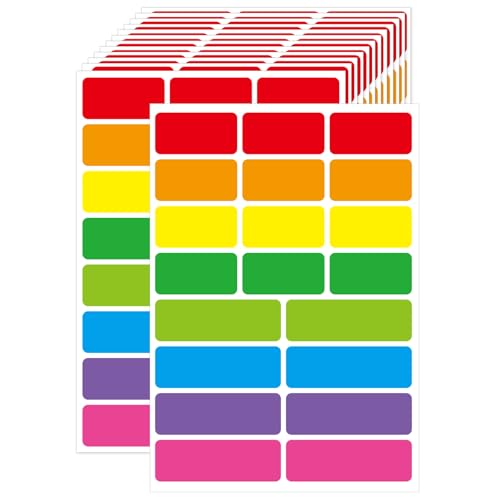 STARLIBOO Removable Labels, Removable Colored Labels Stickers, Self-Adhesive Rectangular Stickers Water/Oil/Tear Resistant for Storage/Classroom/Home (2 Size, 300 Labels) - color: Color- 2, size: 1 x 2 inches, 1 x 3 inches Set