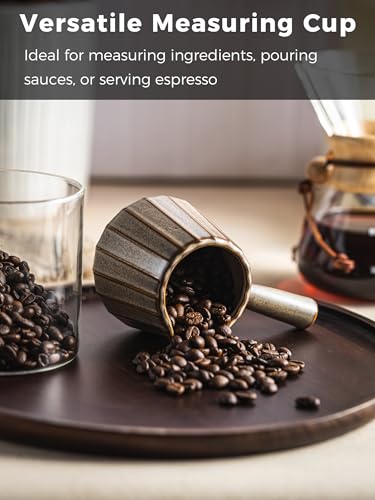 Espresso Cup, Ceramic Espresso Measuring Cup with Handle, Expresso Shots Cups with Spout, Espresso Accessories, 200ML/6 OZ, Dark Agate Red - color: B-Dark Agate Red