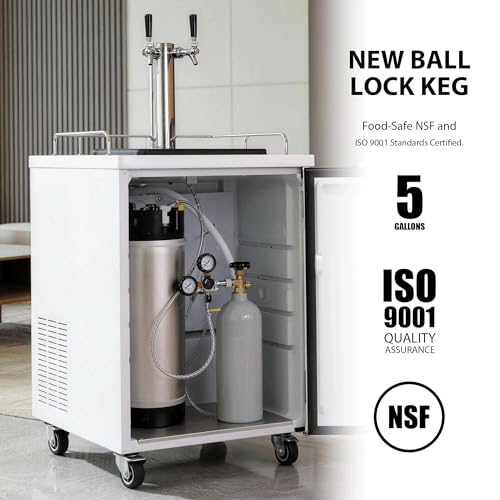 Stainless Steel Ball Lock Keg, 5 Gallon, Homebrew Beer Cornelius Keg, Silver and Black | Staianless Steel