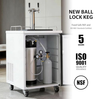 Stainless Steel Ball Lock Keg, 5 Gallon, Homebrew Beer Cornelius Keg, Silver and Black | Staianless Steel