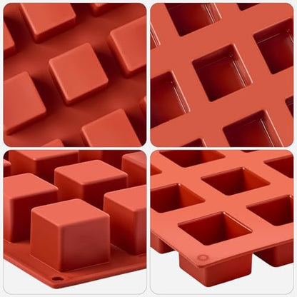 Puyeipt 2 Pack Square Silicone Molds, 1.4" x 1.4" x 1" Candy Chocolate Baking Molds for Cake, Candy, Jello, Truffle, Brownie, Soap, Ice Cream - style: 30 Cavities