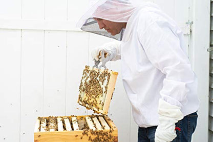VIVO Professional White Large Beekeeping Suit, Jacket, Pull Over, Smock with Veil, BEE-V105 | Jacket, Pull Over, Smock with Veil, Large - size: Large - Jacket