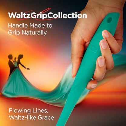 Kitchen Mama WaltzGrip 플래티넘 실리콘 베이스팅 페이스트리 브러시, 청록색 | 2개 세트, 내열성, 요리, 베이킹, 그릴링, 바베큐용, 식기세척기 사용 가능, 오일, 버터, 계란 스프레딩용 - color: 청록색