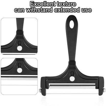 Gosknor 6pcs Cheese Slicer Kit, Stainless Steel Wire Cheese Cutter with 4 Extra Wires & Wrench Slicer Handheld Butter Cutter Food for Block Butter (Black) - color: Black