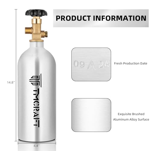 TMCRAFT 2.5lb CO2 Tank, High Strength Aluminum Alloy Cylinder with CGA-320 Valve, DOT Approved Cylinder for Kegerator kit and Draft Beer Dispensing