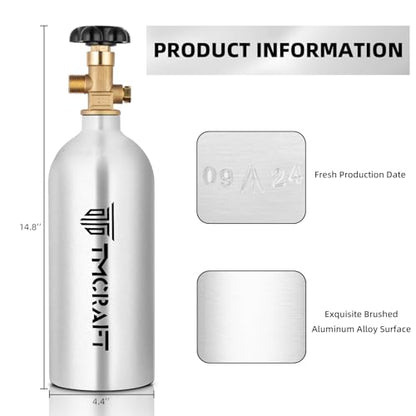 TMCRAFT 2.5lb CO2 Tank, High Strength Aluminum Alloy Cylinder with CGA-320 Valve, DOT Approved Cylinder for Kegerator kit and Draft Beer Dispensing