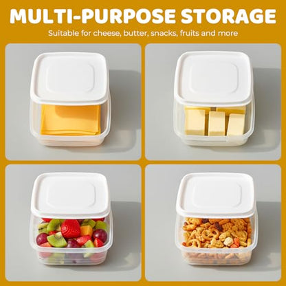 2Pack Sliced Cheese Container for Fridge, Clear Butter Block Cheese Slice Storage Box, Keeps Cheeses Fresh Longer and Delicious, Refrigerator Organizer for Food Grated Cheese-Singles (L-2PCS) - size: L-2PCS