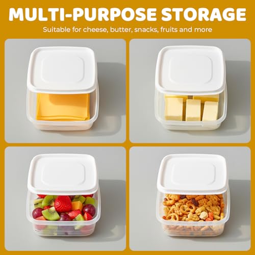 Cheese Storage Containers 2Pack, 650ml Airtight Cheese Holder | 650ml Each, 5.3 x 5.3 x 2 In, Fridge And Freezer Safe, Dishwasher Safe, For Cheese Butter Deli Meat