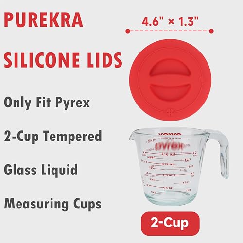1 Pack Silicone Replacement Lids, Only Fit For Pyrex 2-Cup Tempered Glass Liquid Measuring Cups, Reusable & Food-Grade Silicone, Dishwasher & Microwave Safe (Cups not Included) - size: Lids For 2-Cup