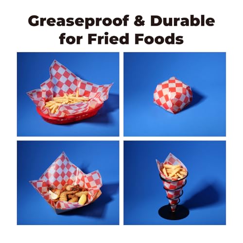 Fit Meal Prep [250 Sheets] 12x12" Deli Paper, Red and White Checkered Dry Waxed Paper for Food Basket, Sandwich Wrapping, Picnic, Burgers - color: Red Checkered