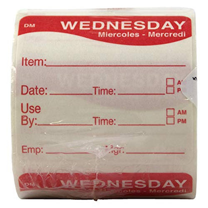 DayMark Safety Systems - IT110053-3-WED IT1100533 DayMark DissolveMark Day of the Week 2" x 2" Dissolvable Label, Item/Date/Use, Red (Pack of 250) - style: Wednesday