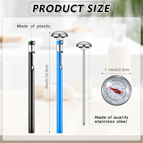 Xuhal 6 Pcs Stainless Steel Kitchen Thermometer with 5 Inch Long Stem 1 Inch Dial Thermometer Milk Frothing Food for Oven Probe Meat Grill BBQ Cooking Chocolate Water(Multicolor) - color: Multicolor