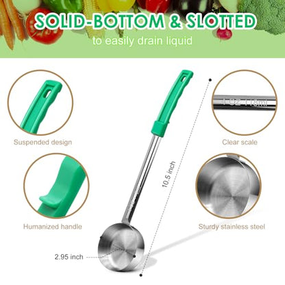 4 Ounce Solid Stainless Steel Portion Control Ladle Spoon - 4Pcs Pizza Sauce Serving Spoons Portion Ladle for Sauces, Perfect for Weight Watchers, Buffets, Parties - style: Solid