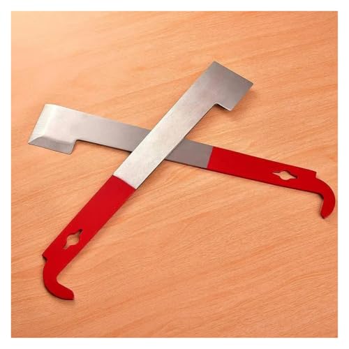 MUSM 26.67cm Beekeeping J-Type Hook Tool, Steel Hive Scraper for Frame Prying, Propolis Removal, and Hive Box Separation, Red Handle
