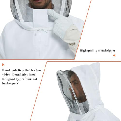 ANDES Sting Proof Bee & Wasp Jacket with Veil & Gloves, Size M | Beekeeper jacket for men & women, fits beginners to pros, ideal for apiary work, backyards & Halloween costumes - size: Medium