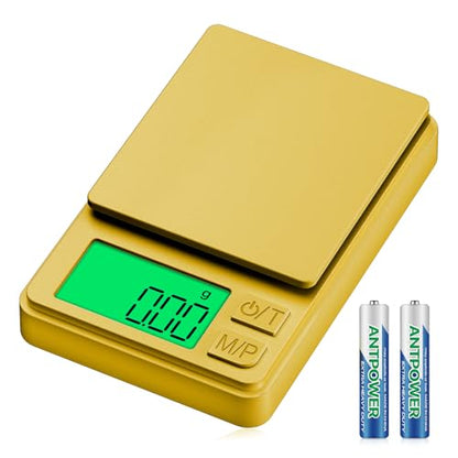 1000g x 0.01g Precision Gram Scale, Diyife Pocket Scale with Protective Cover, 7 Units, Backlit LCD, Tare Function, Digital Jewelry Scale for Gold, Gem, Battery Included, Gold | 7 Units, Protective Cover, Tare Function, Digital Jewelry Scale for Gold, Gem