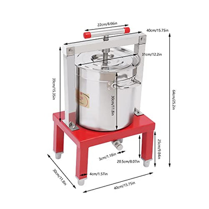 DIY Fruit Honey Presser, Large Bee Honey Press Extractor Machine Manual Honey Wax Grapes Fruit Juice Extractor Stainless Steel Honey Press Extractor (Red)