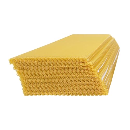 30 Pack Natural Beeswax Foundation Sheets 41.5x19.5cm Deep Cell Bee Hive Base for Beekeeping Frames
