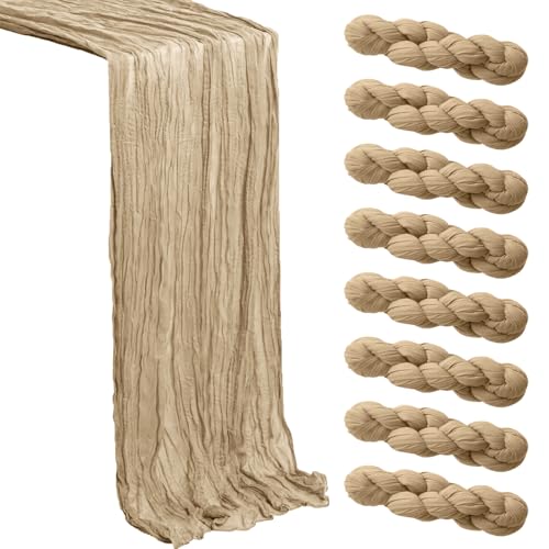Beige Cheesecloth Table Runner 8 Pack, 21x120 Inch Spring Easter Gauze Table Runner - Rustic Cheese Cloth Runners for Wedding, Bridal & Baby Shower, Birthday Party, Farmhouse & Holiday Table Decor - color: Beige, size: 8Pack