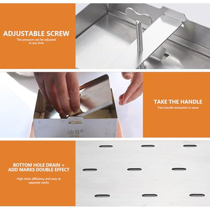 Cheese Press,Tofu Press, Stainless Steel Tofu Presses, Adjustable Paneer Maker with Drain Hole and Drip Tray, Cheese Press for Making 1kg Tofu