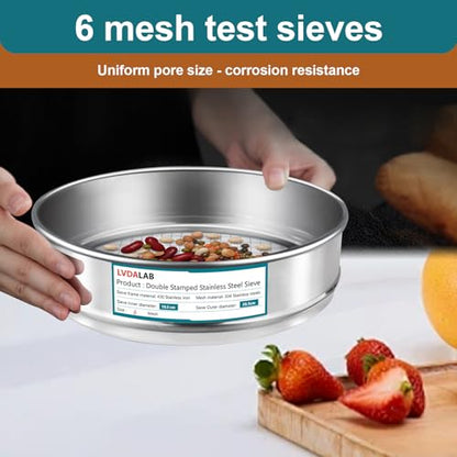304 Stainless Steel Mesh Lab Sieve, 6 Mesh(3.5mm) Aperture Test Sieve, 7.9Inch(20cm) Diameter Economy Standard Analysis Sample Test Sieves for Industrial Laboratory Homes - size: 6Mesh(3.5mm)/Ф7.9in