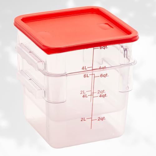 FSE Square Food Container, 6 Quart, Polycarbonate, Reusable, Clear, NSF, (LID SOLD SEPARATELY) - style: 6 Qt. Container