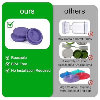 Fermentation Lids Silicone Waterless Airlock Fermenting Lids for Regular Mason Jars For Making Pickled and Fermented Probiotic Foods 3 Pack (Jars Not Included) (Purple) - color: Purple