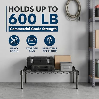 24" x 24" x 14" Black Epoxy Wire Storage Shelf, Dunnage Rack, Commercial 1 Tier Small Shelf - color: Black, size: 24"D x 24"W x 14"H