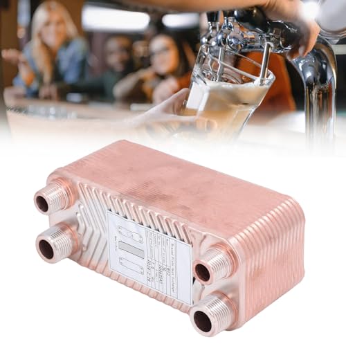 Plate Heat Exchanger, Homebrew Beer Wort Chiller, EATB12‑30 304 Stainless Steel Brazed Plate Heat Exchanger for Floor Heating, Water Heating, Snow Melting
