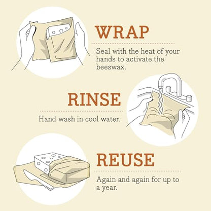 Bee's Wrap Beeswax Wraps for Food - 3 Pack of Assorted Beeswax Wraps - 2 Medium & Sandwich Wrap - Plastic Free Made in USA Reusable Natural Food Wrap - Bees & Bears - style: Lunch Pack Bees + Bears