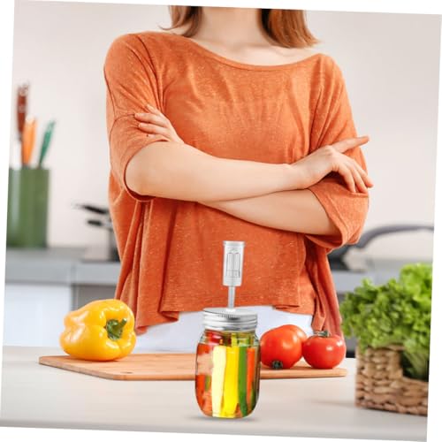 Fermentation Lid Set for 87mm Wide Mouth Mason Jars, Pickles Jar Lid Kit with Airlock Fermenter, Plastic Cover for Home Canning and Fermenting Vegetables Random Color