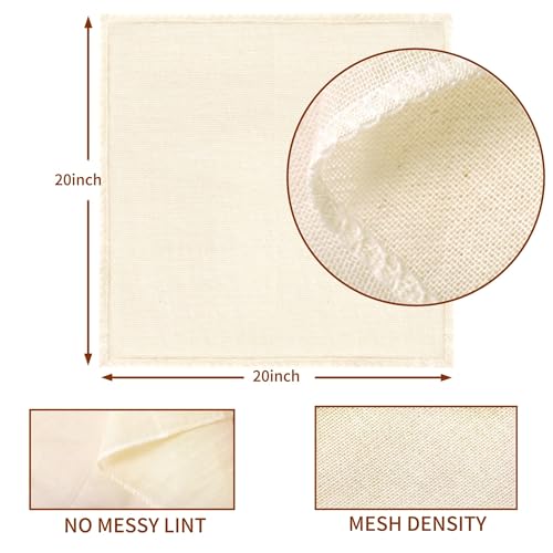 8-Pack Extra Large Cheese Cloths, 20x20 Inch Reusable Cotton cheese cloth bag for straining, Lock-Edged, Food Grade for Nut Milk, Yogurt, Cooking & Juicing